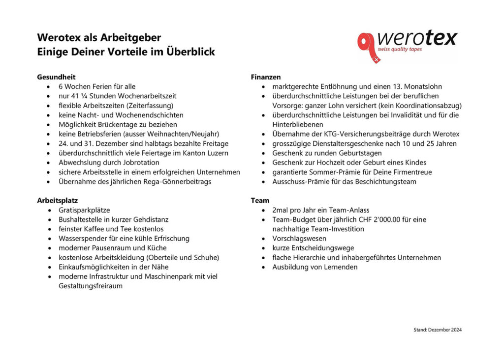 Werotex als Arbeitgeber